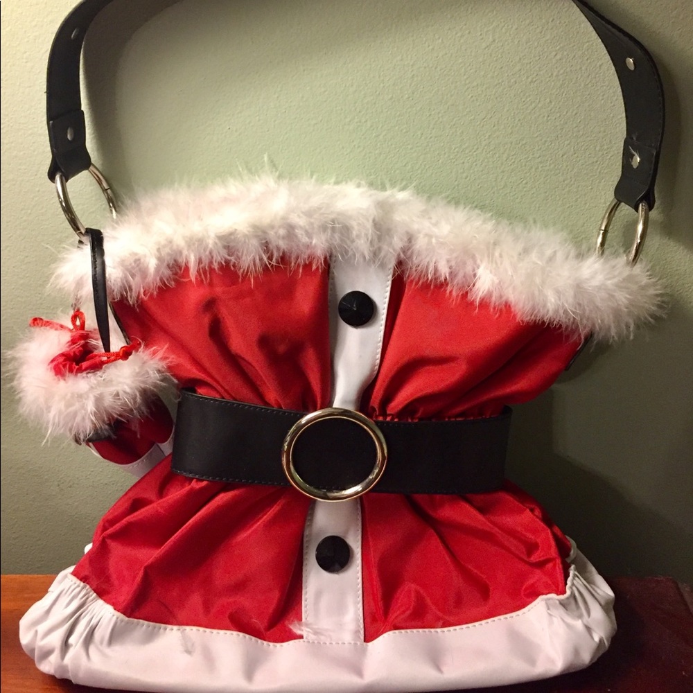 Adorable Santa Christmas vinyl feather purse
